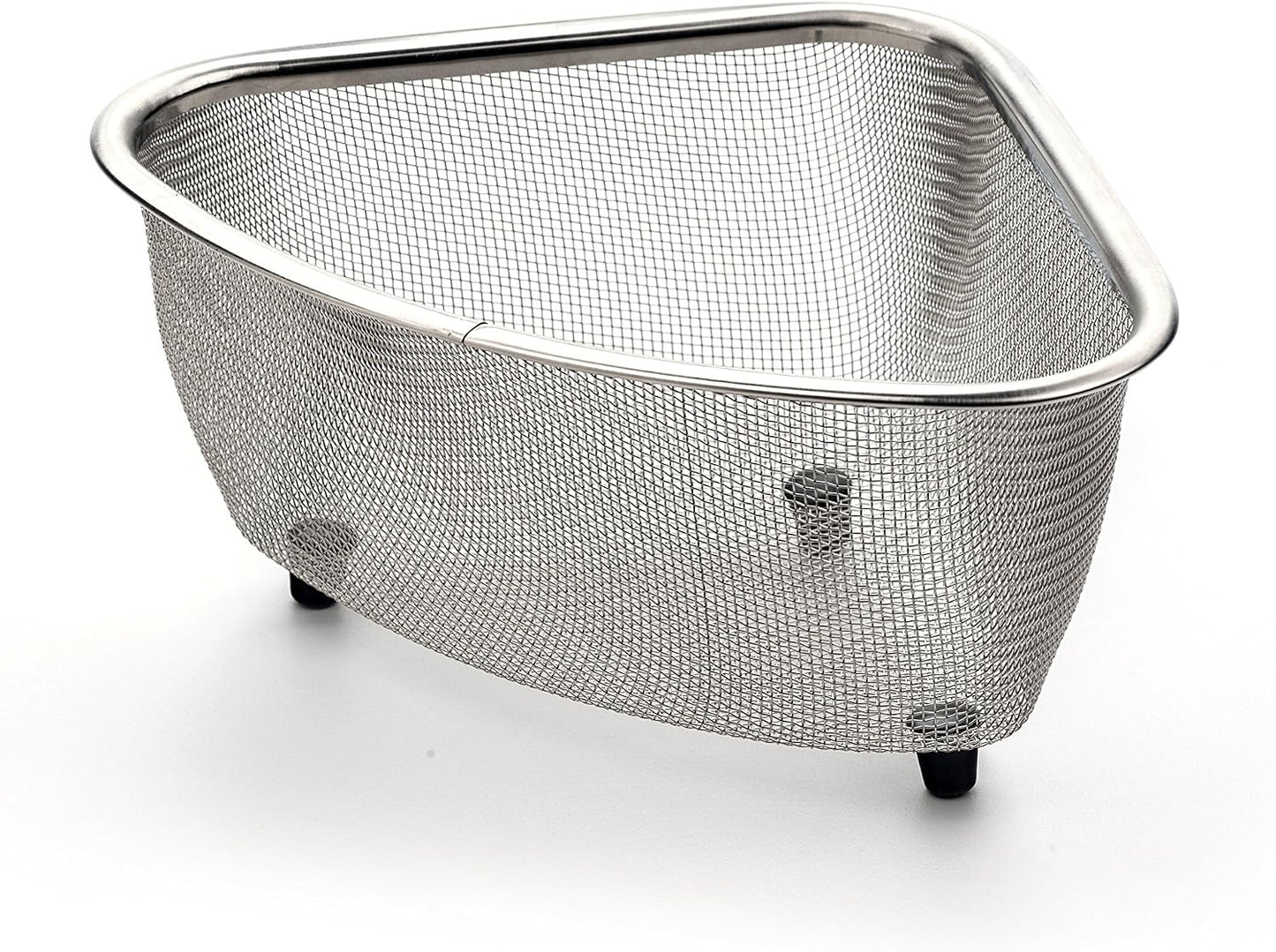 RSVP International Endurance® In-Sink Mesh Colander Strainer Basket, 3 Quart | Organize Sponges, Collect Food Scraps | Dishwasher Safe | Small Corner Basket | Steaming, Draining & Rinsing