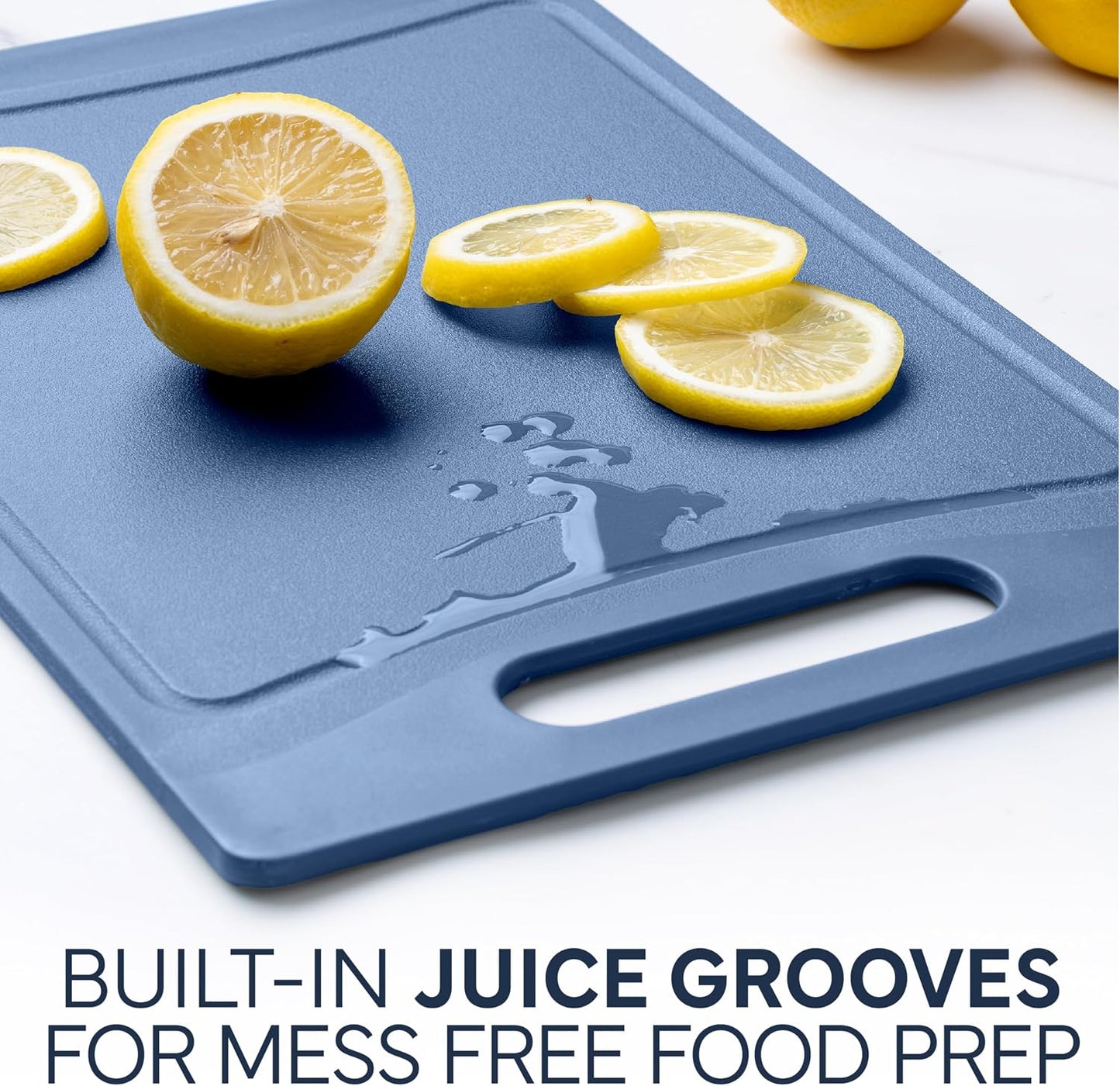 COOK WITH COLOR Non-Slip Cutting Board Set – Kitchen Essentials with Easy Grip Handle for Meat, Veggies, and Fruits, 3 Cutting Boards, Speckled White