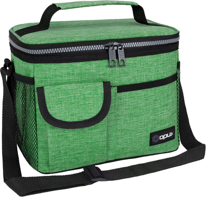 opux Insulated Lunch Bag for Men Women, Leakproof Black Lunch Box for Work, Portable Soft Lunch Cooler Bag with Shoulder Strap, Adult Lunchbox Lunch Pail for Kid Boy Girl School, 14 Can/8L