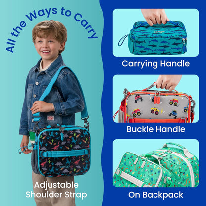 Bentgo Kids Lunch Bag - Durable, Double-Insulated Lunch Bag for Kids 3+; Holds Lunch Box, Water Bottle, & Snacks; Easy-Clean Water-Resistant Fabric & Multiple Zippered Pockets (Mermaid)