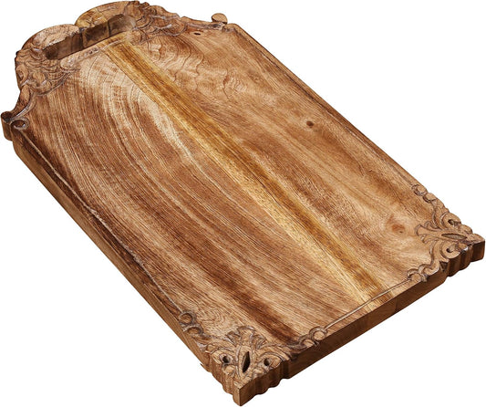 Mango wood hand carved Chopping & Serving Tray for kitchen, dining table and outdoor SIZE 16.5x9x0.95 inch