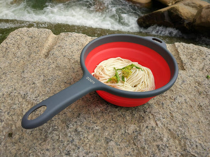 ZOER Kitchen Foldable Pasta Strainers,Collapsible Colanders with Handles,Space-Saver Folding Silicone Strainers Colander,Capacity of 2 quart (Green)
