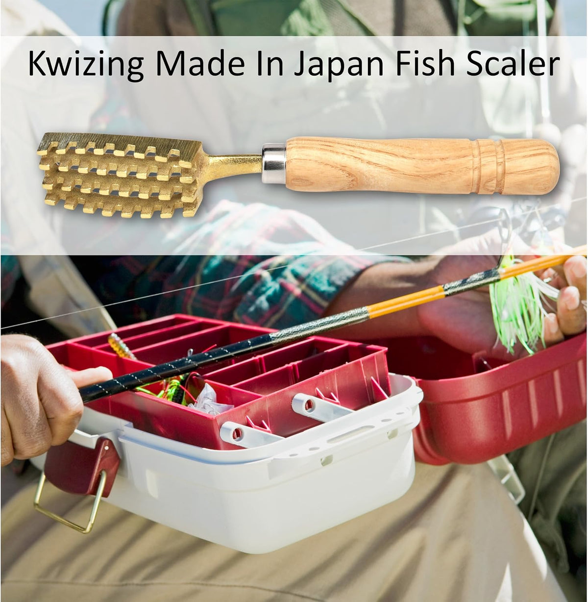 [Made in Japan] Fish Scaler Brush with Brass Serrated Sawtooth and Ergonomic Wooden Handle - Easily Remove Fish Scales Without Fuss Or Mess - Handcrafted by Japanese Artisans