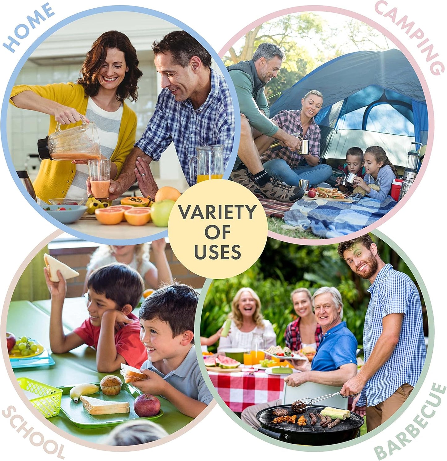 FOODLE Wheat Straw Dinnerware Set - BPA Free & Safety Tested - Microwave & Dishwasher Safe Dishes - Perfect for Camping, Picnic, RV, Dorm - Plates, Cups and Bowls - Great for Kids & Adults - For 4