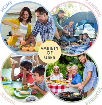 FOODLE Wheat Straw Dinnerware Set - BPA Free & Safety Tested - Microwave & Dishwasher Safe Dishes - Perfect for Camping, Picnic, RV, Dorm - Plates, Cups and Bowls - Great for Kids & Adults - For 4