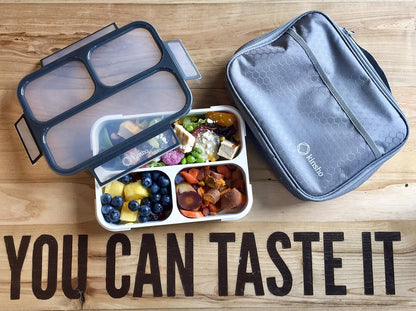 kinsho Lunch Box for Kids Boys Girls - Bento Box Set with Insulated Bag and Ice Pack, 6 Compartment Leak Proof Food Container, BPA-Free, Microwave Safe, Ideal for School & Work, Teal