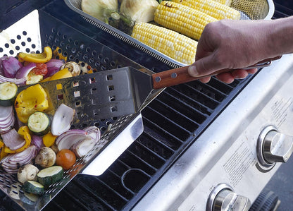 RSVP International Endurance (BQ-FRK) BBQ Grill Fork, 17.25" | Long Handle Keeps Hands Safe from Fire | Made from Stainless Steel & Rosewood