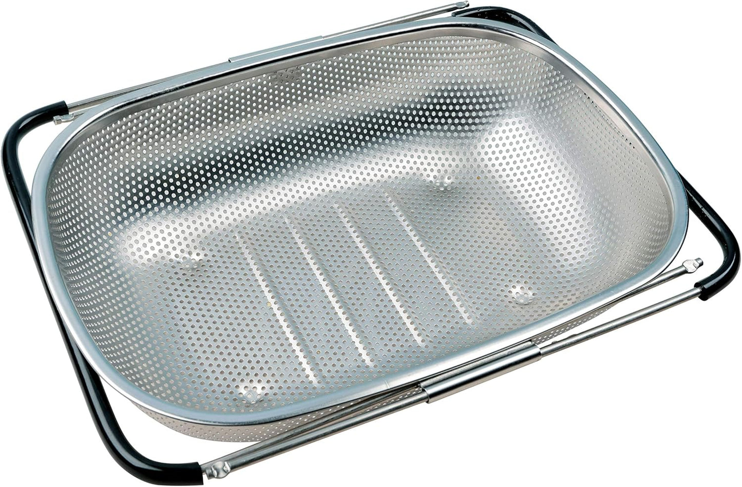 Over the Sink Strainer, Stainless Steel Kitchen Colander with Extendable Arms for Vegetable, Fruits and Pasta (5 quart)