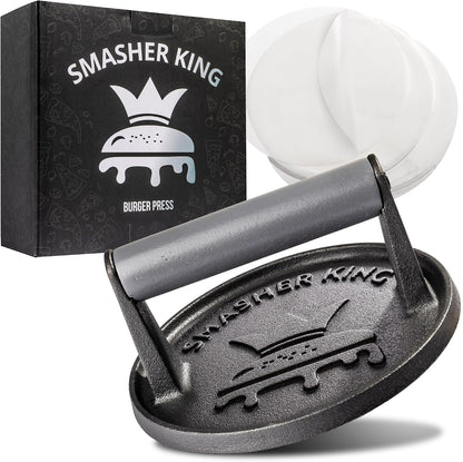 Premium Cast Iron Smash Burger Press incl. 25 Patty Paper