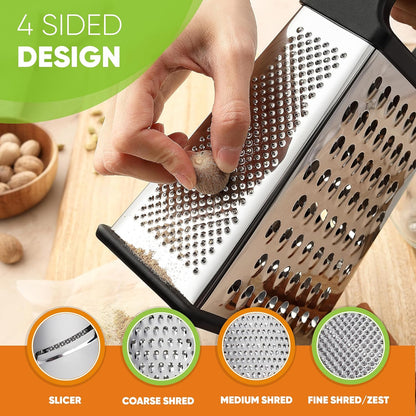 Spring Chef Stainless Steel XL Cheese Grater for Kitchen, Green