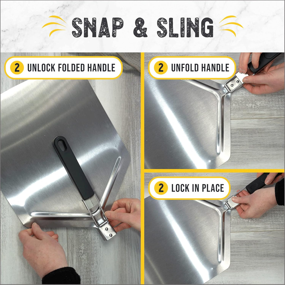 Checkered Chef Pizza Peel - Foldable 13" x 15" Aluminum Spatula Paddle