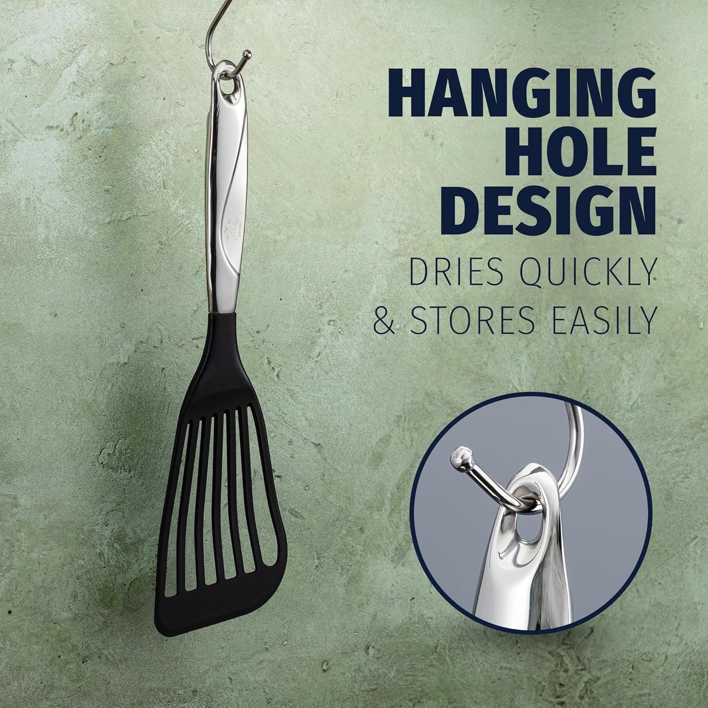 Zulay Kitchen Stainless Steel Fish Turner Spatula - 12.4” Flexible Heat-Resistant Slotted Turner for Non-Stick Cookware - Rust-Proof, Durable & Dishwasher Safe Cooking Utensil for Everyday Use