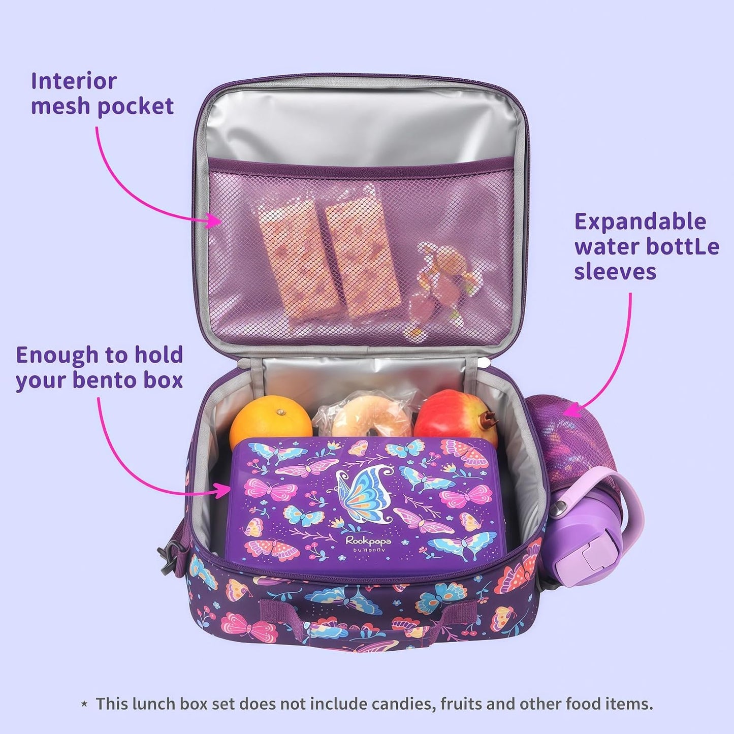 rockpapa Kids Lunch Box Set with 14oz Insulated Water Bottle & Lunch Bag, Leakproof 5.5 Cups Bento Box for School & Children, BPA-Free, Microwave Safe for Boys Girls (Grey Constr Turcks)