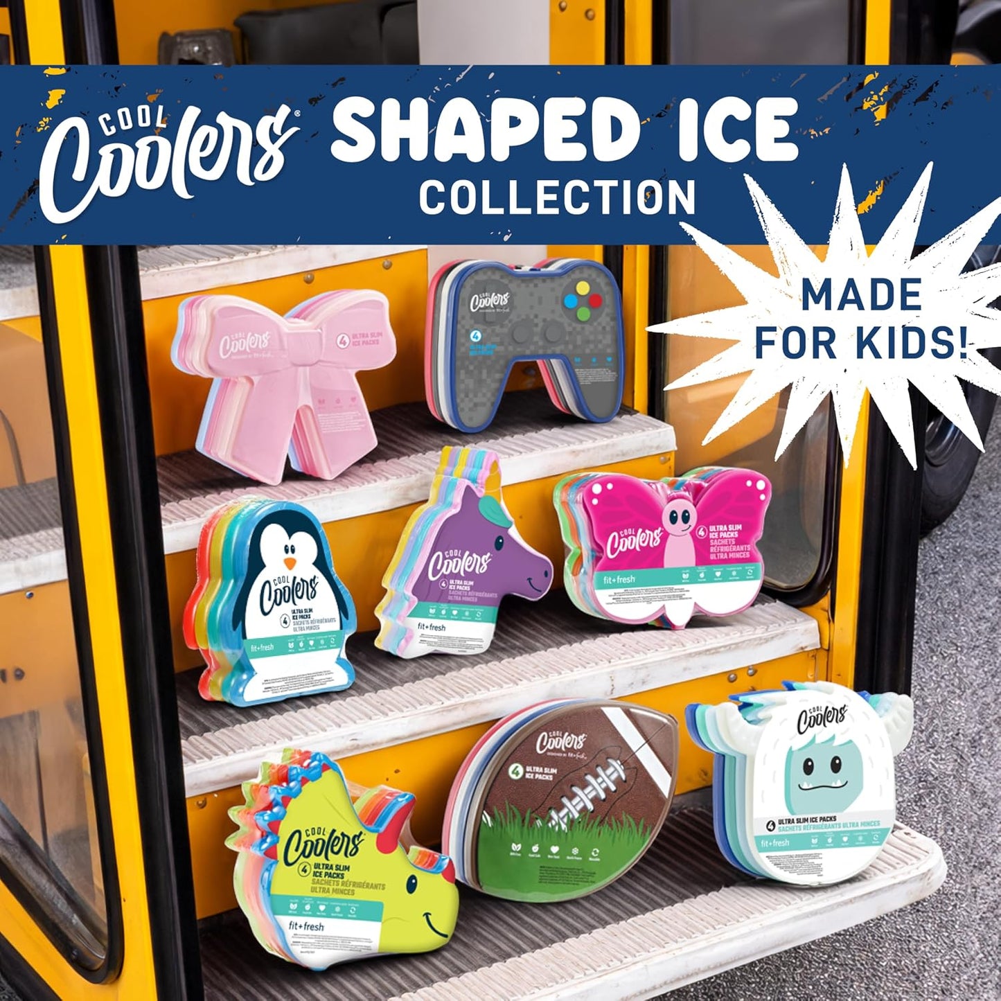 Cool Coolers Kids Lunch Box Ice Packs, Slim Ice Packs for Lunch Bags, Lunch Ice Packs ReusableMulticolored 4 Pack (Butterfly)