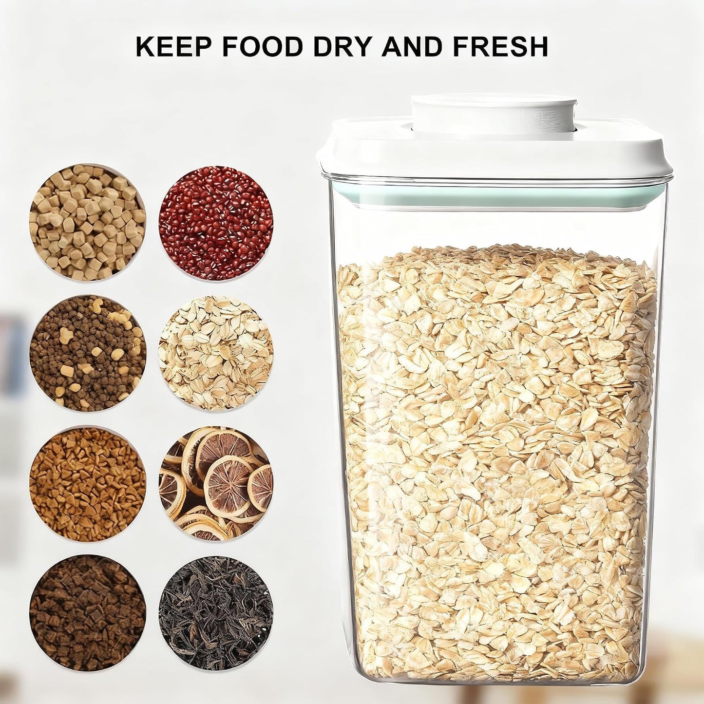 Pop Containers with Lids - Stackable Airtight Food Storage, Kitchen Pantry Storage Containers for Snacks Candy Salt Herbs Spices BPA-Free (3300ML / 3.48QT / 112OZ *3)