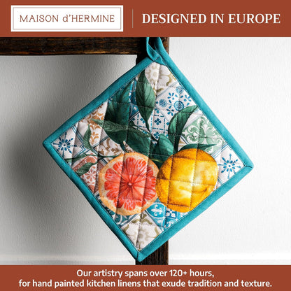 Maison d' Hermine 100% Cotton Oven Mitt & Pot Holder Set (7.5"x13" & 8"x8") - Colors C