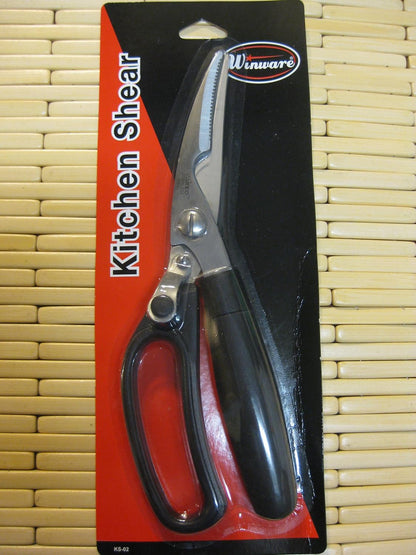 Winco 7 3/4" Black Herb Stainless Steel Shears, Five Blades, and Handle
