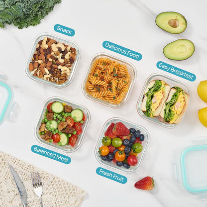 Vtopmart 10 Pack 35oz Glass Food Storage Containers with Lids, Meal Prep Containers, Airtight Reusable Lunch Container Set, Safe for Oven, Microwave, Freezer, and Dishwasher, Grey