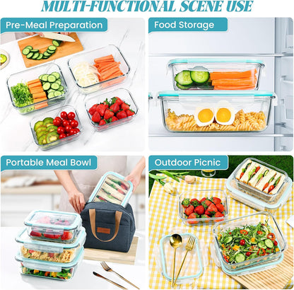 4 Pack [78 oz & 36 oz] Large Glass Food Storage Containers with Lids, Glass Meal Prep Containers Set with Airtight Lids - BPA Free, Ideal for Food Storing/Serving, Microwave/Oven Safe