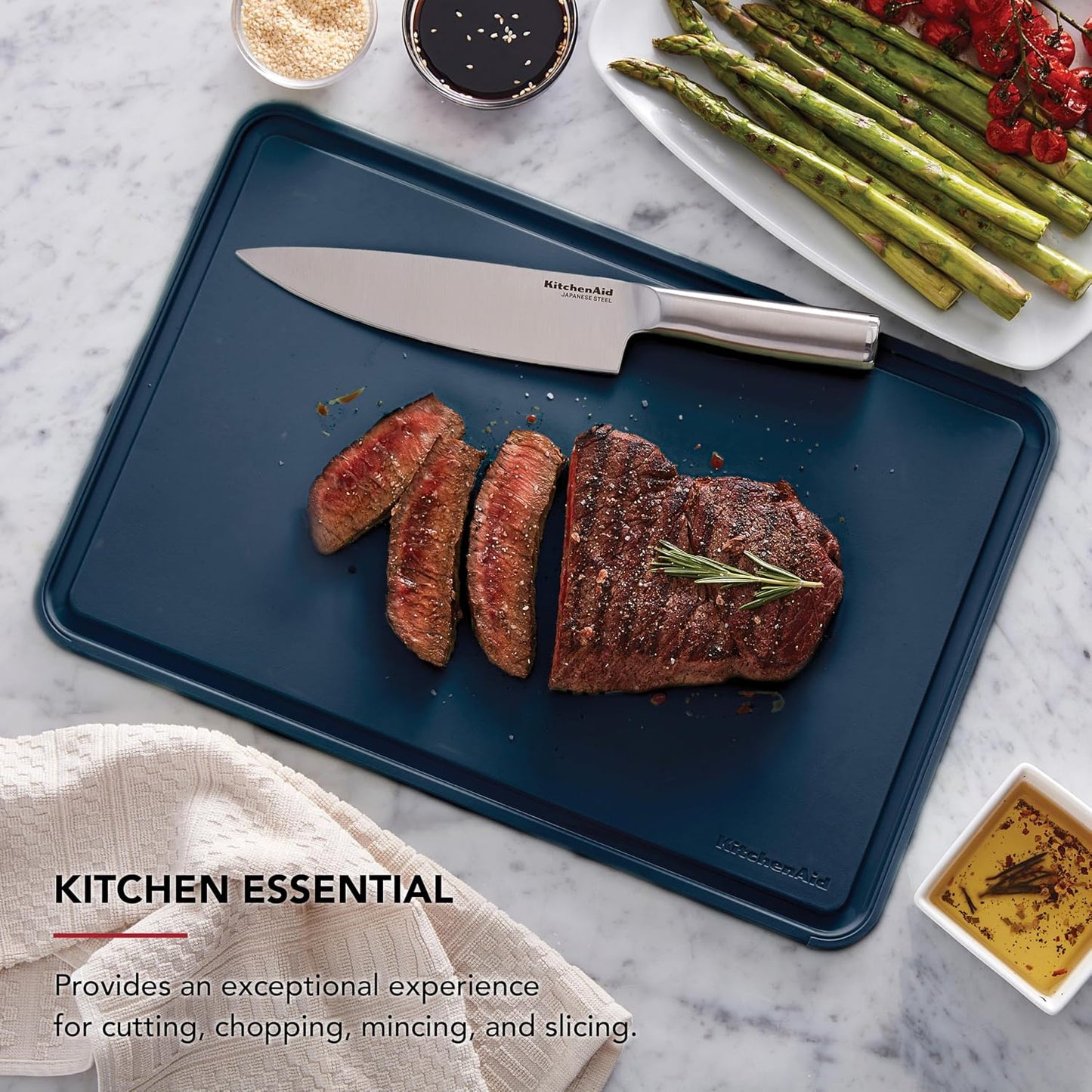 KitchenAid Classic Plastic Cutting Board with Perimeter Trench and Non Slip Edges, Dishwasher Safe, 12 inch x 18 inch, Gray