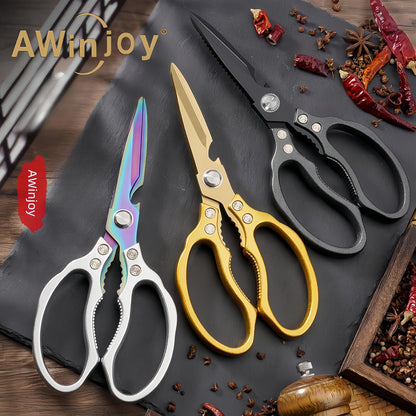 Heavy Duty Sharp Kitchen Scissors, Dishwasher Safe, Cooking Shears for Meat, Chicken, Fish, Poultry, Herb, Bread (Red)