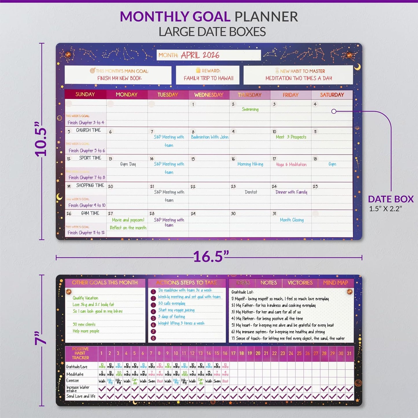Fridge Calendar Acrylic 17x12”, Start Monday | Magnetic Calendar for Refrigerator | Acrylic Dry Erase Whiteboard Calendar for Fridge | Family Schedule Board with 5 Markers & Eraser by Freedom Mastery
