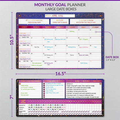 Fridge Calendar Acrylic 17x12”, Start Monday | Magnetic Calendar for Refrigerator | Acrylic Dry Erase Whiteboard Calendar for Fridge | Family Schedule Board with 5 Markers & Eraser by Freedom Mastery