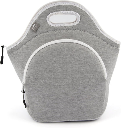 Nordic By Nature Large Neoprene Lunch Bag for Women & Lunch tote for Kids Insulated Lunch bag Reusable Washable Extra Thick Neoprene & Soft Cotton Feel, Premium Stitching, Outside Pocket, (L) Black