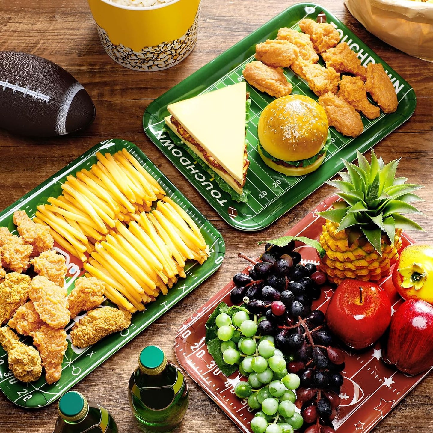 4 Pieces Basketball Serving Trays - Sports Melamine Platters Reusable Rectangle Party Trays for Basketball Sports Theme Party Food Dessert Serving Supplies, 13 x 9.7 inch