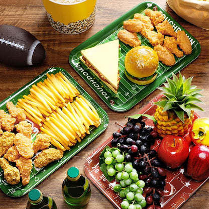 4 Pieces Basketball Serving Trays - Sports Melamine Platters Reusable Rectangle Party Trays for Basketball Sports Theme Party Food Dessert Serving Supplies, 13 x 9.7 inch