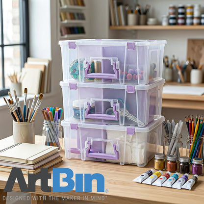 ArtBin 6990SO Super Satchel Double Deep Compartment Box - Art Storage with 8 Removable Compartments, Smart Closure for Craft Supplies (Gold - Pack of 1)