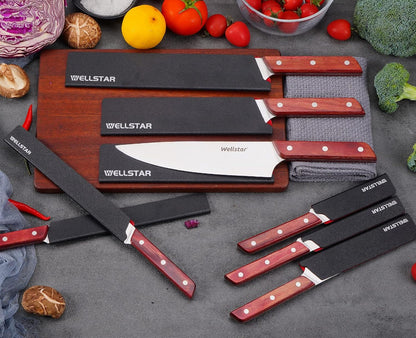 WELLSTAR Knife Edge Guards 8 Inch, Universal Blade Covers, BPA Free ABS Protective Blade Sheaths, Non-Scratch Felt Lining Kitchen Knives Covers (Knives not included)