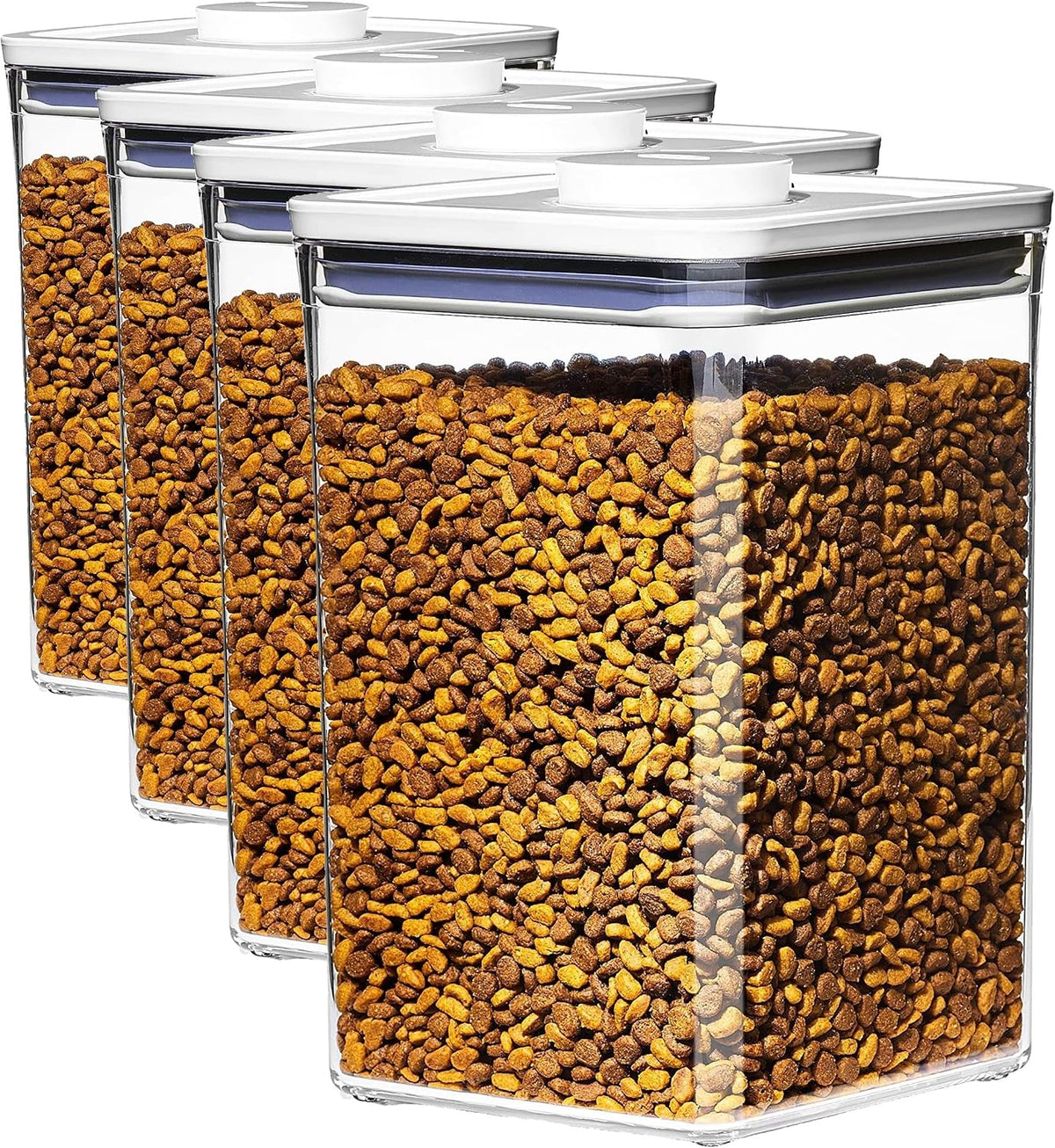OXO Good Grips Pet POP Container – 6.0 Qt/5.7 L with Half Scoop, Ideal for up to 6.5lbs of Dog Food or 4.5lbs of Cat Food, Airtight Dog and Cat Food Storage Container, BPA Free, Clear