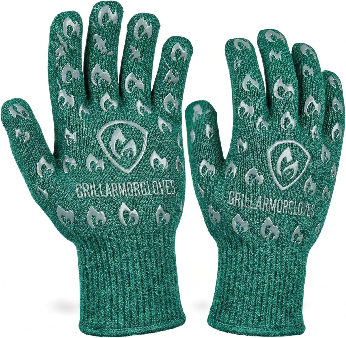 Oven Gloves with Fingers - 932°F Extreme Heat Proof and Cut Resistant Mitts for Kitchen, BBQ, Grill, Baking, Fire Pit - EN407 Certified with Non-Slip Silicone Grip and Cotton Lined for Comfort