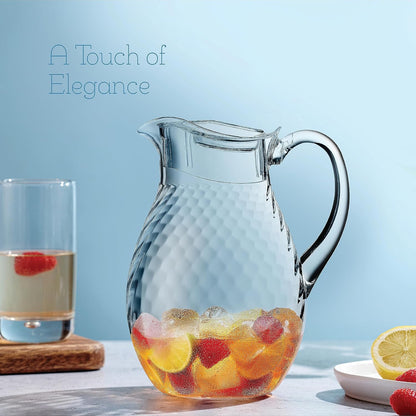 2 Gallon Glass Drink Dispenser, hobnail Drink Dispensers for Parties, Beverage Dispenser with Stand and Glass Lid, 100% Leakproof Spigot, Ideal for Lemonade, Juice,