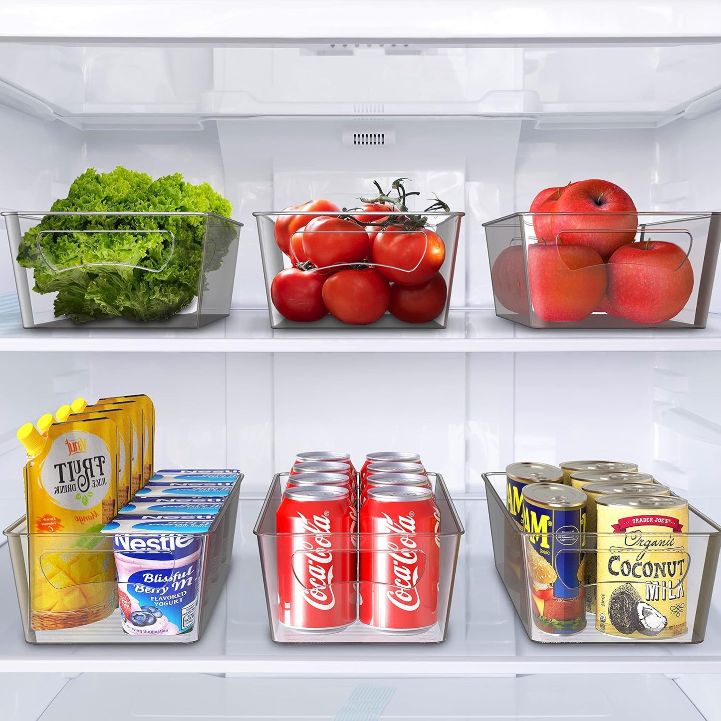 Simple Houseware 4 Pcs Pantry Clear Bin Storage Organizer, 14" x 7" x 3.75"
