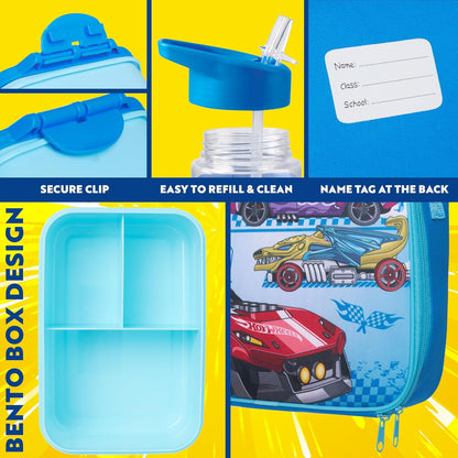 Get Trend SpongeBob Squarepants Water Bottle Lunch Box Lunch Bag Kids Set 3 Pcs Insulated Snack Bag for School Travel Gifts for Kids (Blue SpongeBob)