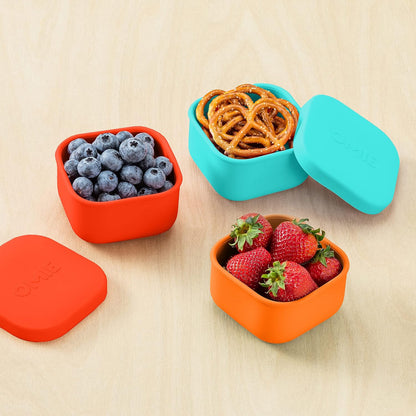 OmieBox Silicone Leakproof Snack Containers To Go, Food Storage Containers with Lid, School Lunch Bento Container - BPA Free, Airtight, Dishwasher and Freezer Safe, Oven Safe - 9.4 ounces (Pink)