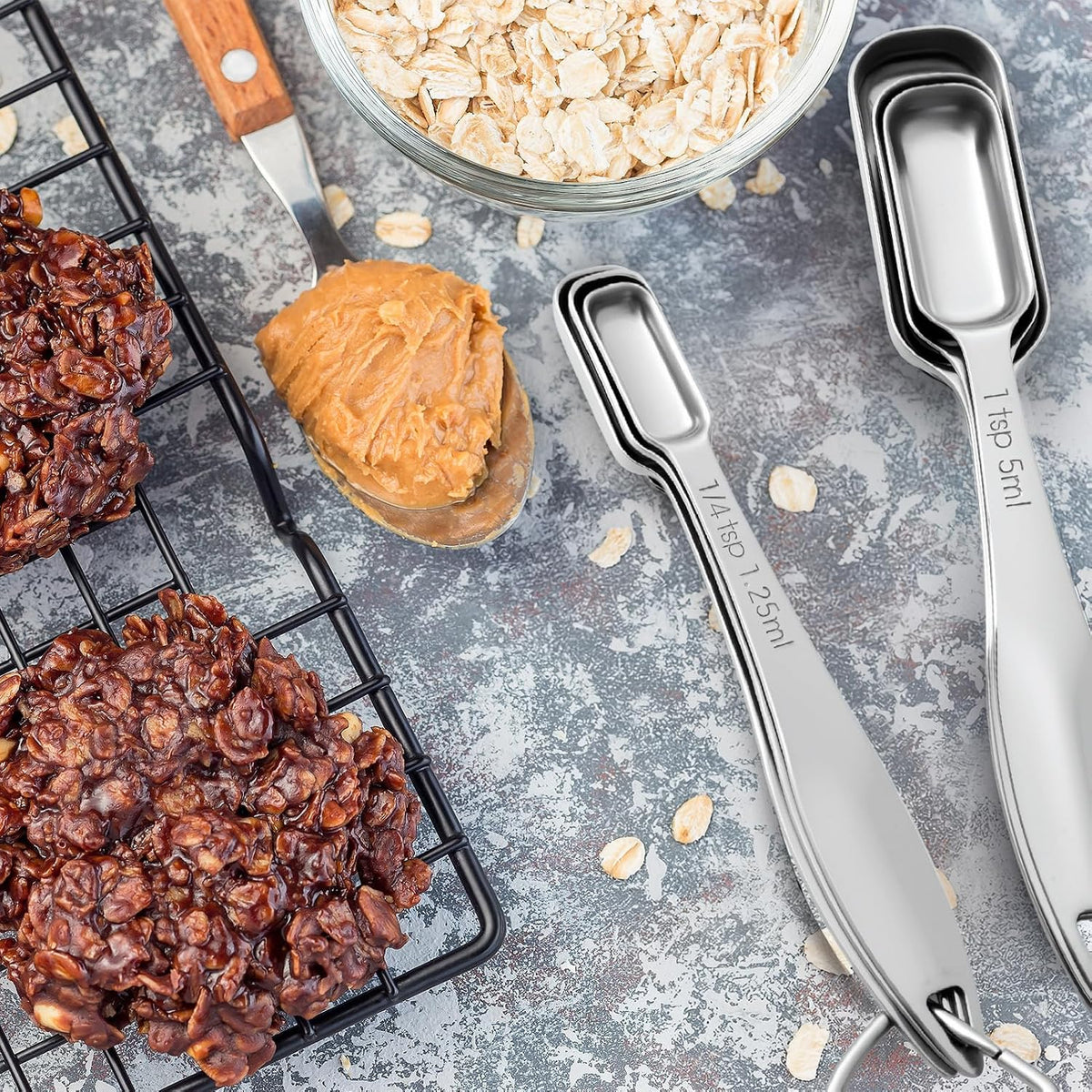 FANGSUN Stainless Steel Measuring Spoons, Narrow Design