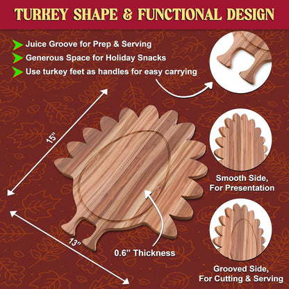 New – Reindeer Charcuterie Board – Acacia Wood Christmas Cutting Board (17x13in) Holiday Serving Tray, Winter Cheese Board, Wooden Christmas Platter & Kitchen Decor Gift for Festive Entertaining