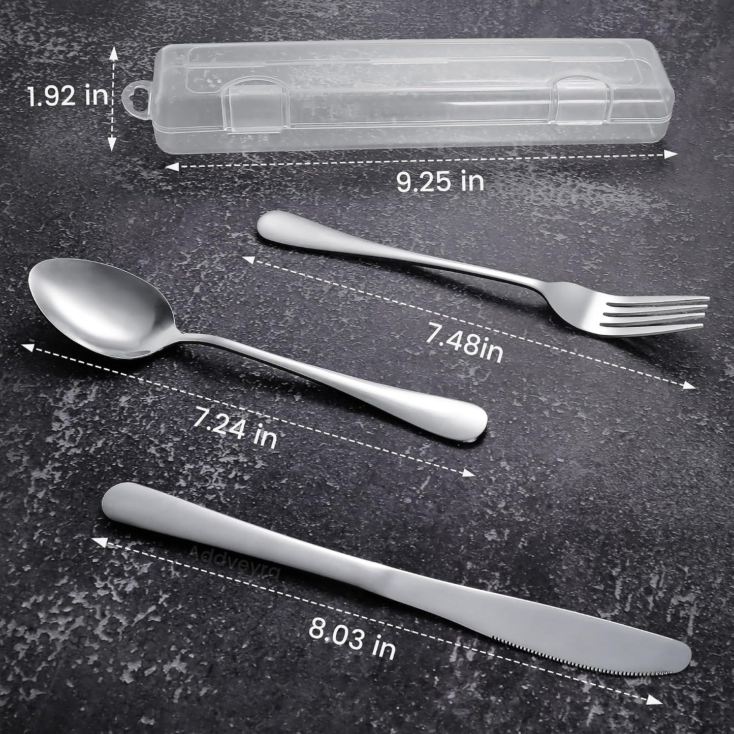 Travel Utensils with Case Stainless Steel Knife Fork Spoon Set Reusable Cutlery for Lunch Box Portable Silverware Kit（Silver）