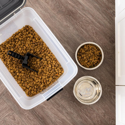 IRIS USA Dog Food Storage Container 58 Lb, Airtight Large Pet Food Storage Bin with Wheels, for Dog Cat Bird Chicken Food, Holds Up to 58 lbs, Keep Fresh, BPA Free, Made in USA, Black