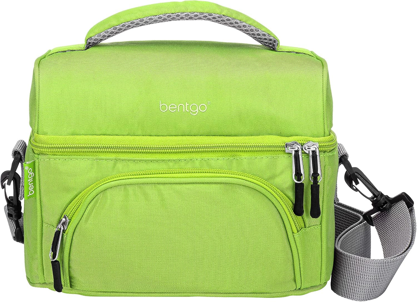 Bentgo Deluxe Lunch Bag - Durable and Insulated Lunch Tote with Zippered Outer Pocket, Internal Mesh Pocket, Padded & Adjustable Straps, & 2-Way Zippers - Fits Most Lunch Boxes (Green)