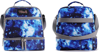 Tilami Lunch Bags Insulated Adjustable Strap Zipper, Two Compartments Cooler Bags, Bento Bags for Kids Toddlers (Blue)