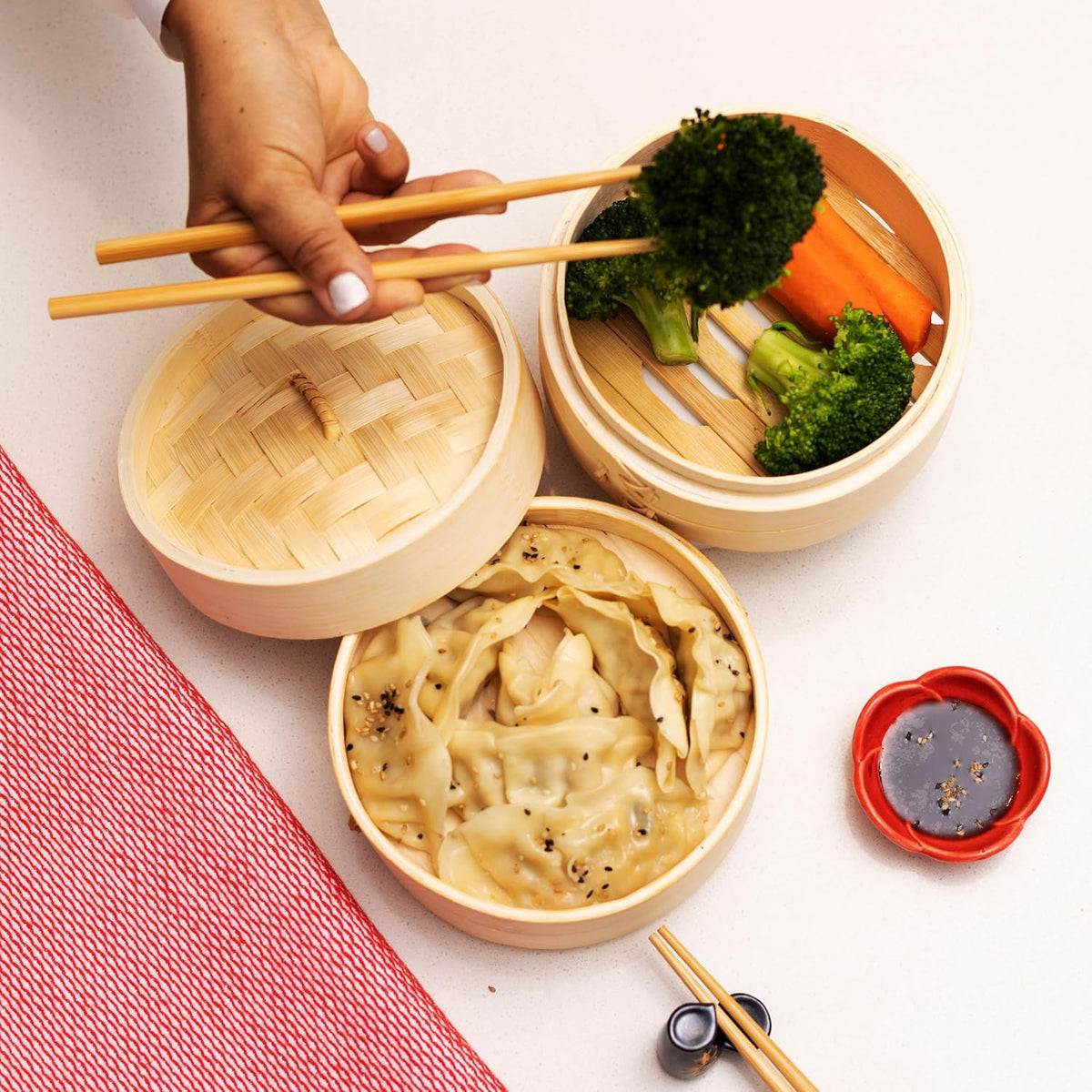 Joyce Chen 2-Tier Bamboo Steamer Baskets, 10-Inch