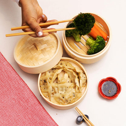 Joyce Chen 2-Tier Bamboo Steamer Baskets, 10-Inch