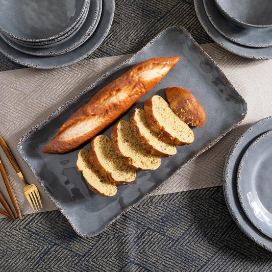 Melamine Serving Platters, set of 2, 17" x 10" Large Reusable BPA Free Rectangular Party Tray/Platters for Serving Appetizers, Fruits On Christmas and all Occasions,Red