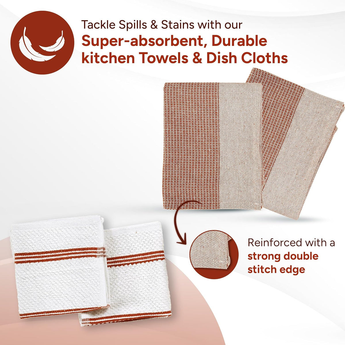 Casa Platino Potholders for Kitchens, 8-Piece – 500°F Heat Resistant Oven Mitts and Pot Holders, Mini Oven Mitt with Silicone Grip, 2 Kitchen Towels & 2 Dish Cloths – Durable & Non-Slip – Canyon Rose