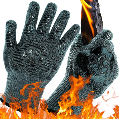 UBeesize Lengthen BBQ Gloves (Phoenix), 1472°F Heat Resistant Grill Glove, 14 inch Fireproof Oven Gloves for Cooking, Non-Slip Fire Glove for Grilling, Barbecue, Smoker, Baking, Frying