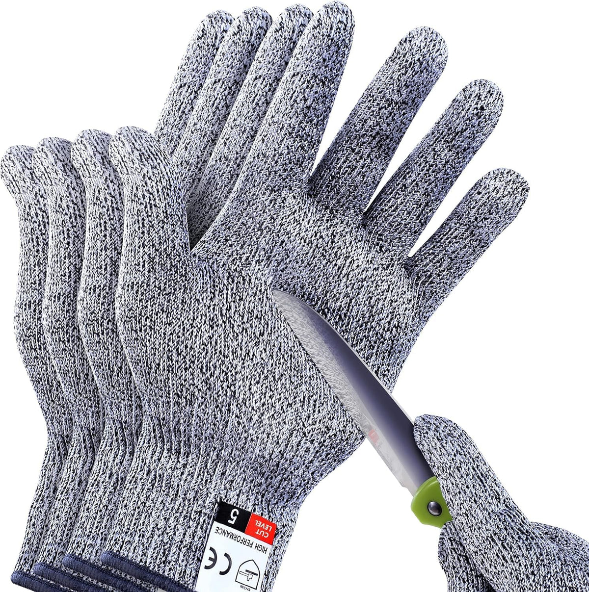THOMEN 4 PCS (M+L) Cut Resistant Gloves Level 5 Protection for Kitchen, Upgrade Safety Anti Cutting Gloves for Meat Cutting
